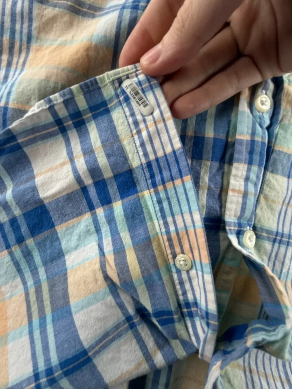 Brooks Brothers Beige Blue Plaid Button-Down 2XL Short Sleeve Regent Cotton Mens